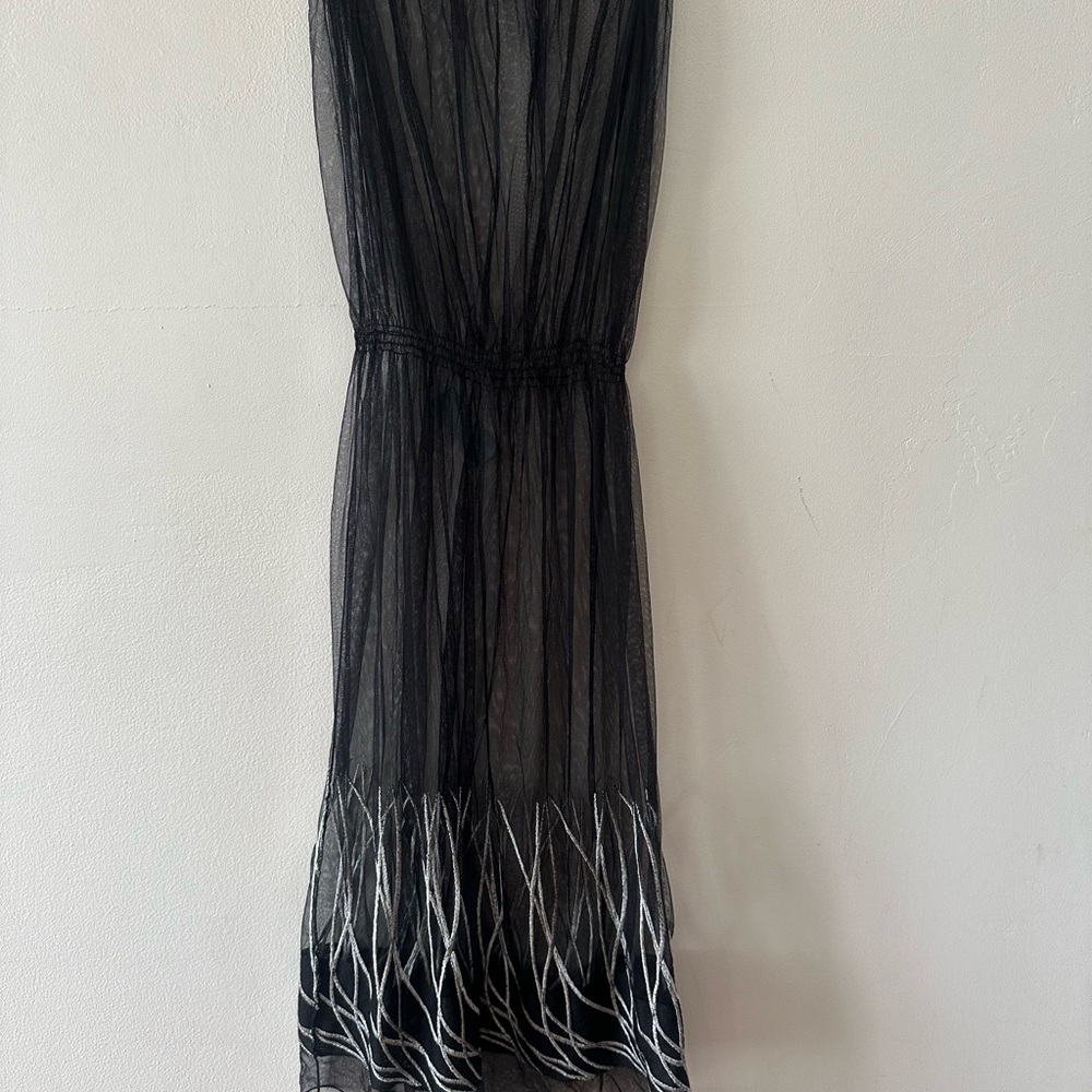 Elegant Black and White Sheer Dress